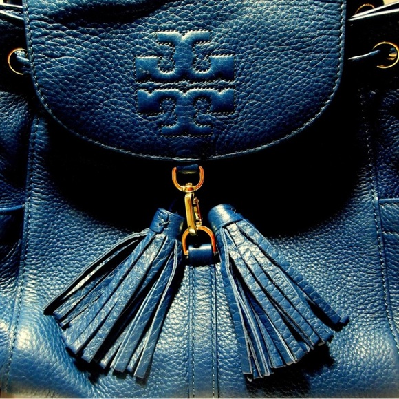 TORY BURCH Thea Mini Leather Backpack Navy Blue - Picture 2 of 7